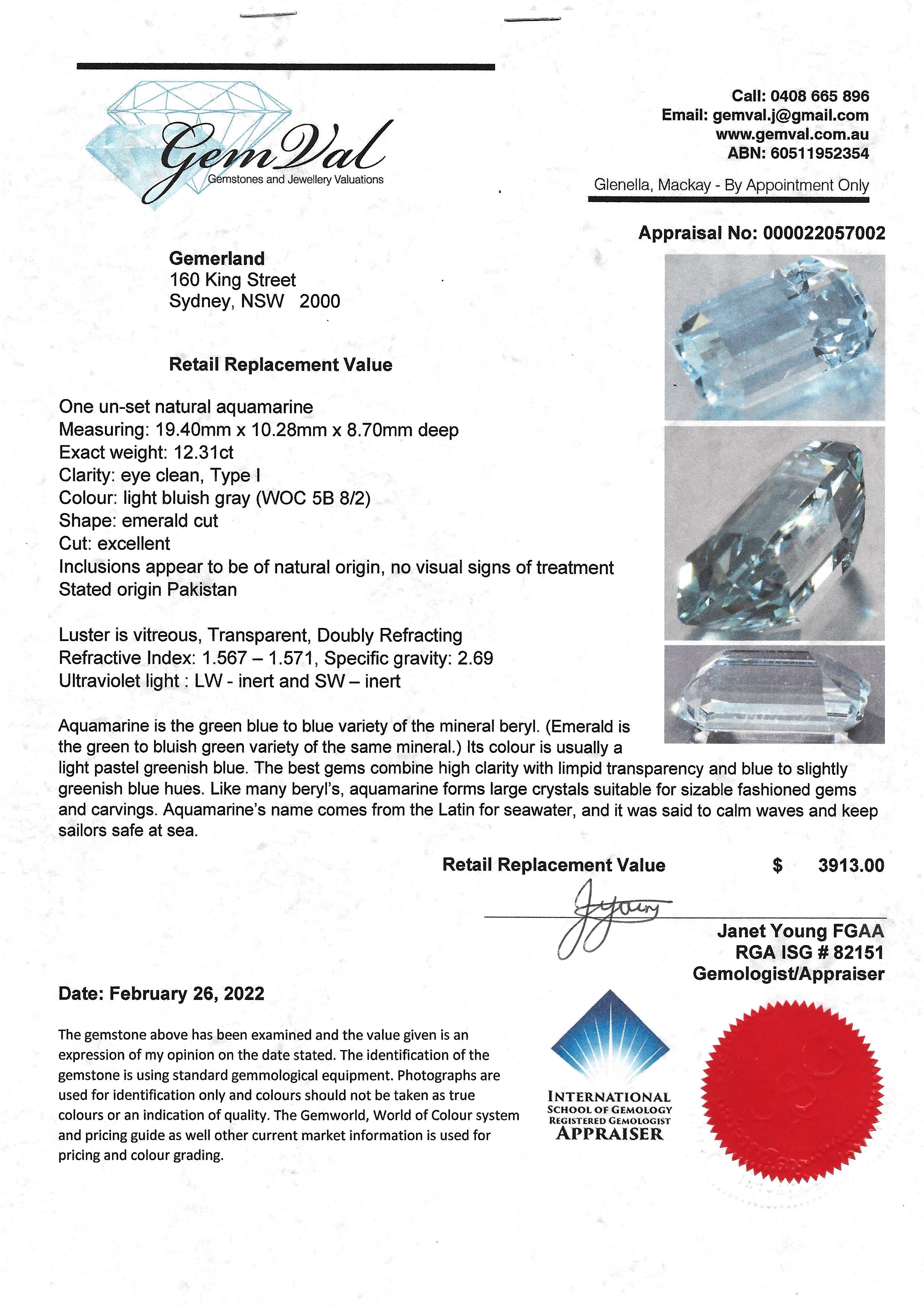 Faceted Aquamarine - 12.31 CTW